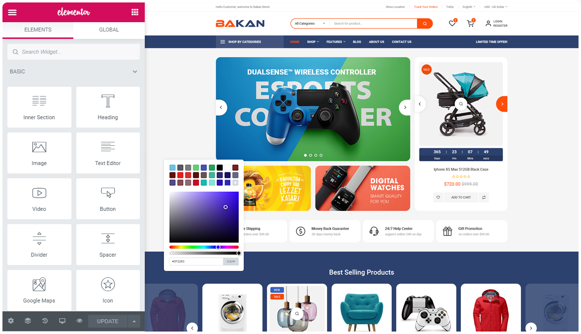 Elementor - Bakan - Multi Vendor MarketPlace WooCommerce WordPress Theme